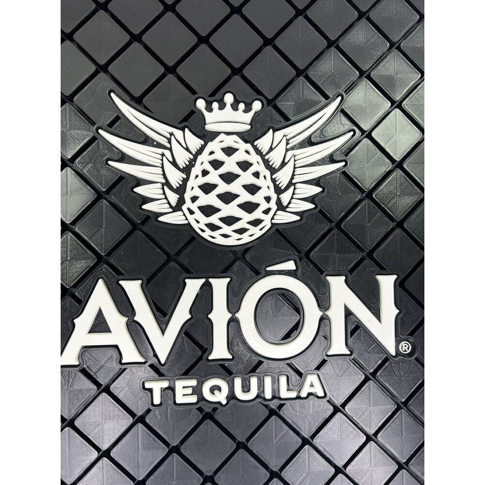 Avion Tequila Rubber BAR SPILL MAT 14”x14” Rail Man Cave Bar Black White NEW - Picture 5 of 8